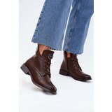 Boto Low Women's Ankle Boots On Flat Heel With Decorative Detail Lined Brown Cylira | Eponuda.ba