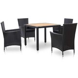  5-dijelni vrtni blagovaonski set od poliratana s jastucima crni Crna Dužina stola 90 cm | shoptok.hr