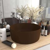 vidaXL Razkošen umivalnik okrogel mat temno rjav 40x15 cm keramičen | Shoptok.si
