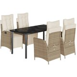  5-dijelni vrtni blagovaonski set od poliratana s jastucima bež Dužina stola 160 cm | shoptok.hr