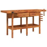  Radni stol s ladicama i škripcima 162x62x83 cm od drva bagrema | shoptok.hr