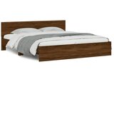  Okvir za krevet s uzglavljem i LED boja smeđeg hrasta 200x200cm | Eponuda.com