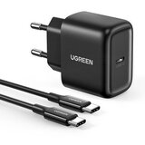Ugreen Polnilec za telefon USB-C 25 W PD + 2 m črnega kabla USB-C, (21580857) | Shoptok.si