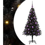 vidaXL Božično drevo med 150 LED z stojalom Črna 150 cm PVC | Shoptok.si