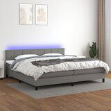 Maison Chic Box spring postelja - Vzmetna postelja z vzmetnico LED temno siva 200x200 cm blago SL15323, (21904312) | Shoptok.si