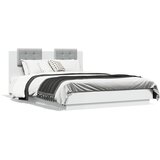 vidaXL Okvir kreveta s uzglavljem i LED svjetlima bijeli 150 x 200 cm | shoptok.hr