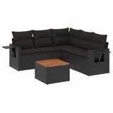 Maison Chic Seti vrtnega pohištva - Vrtna garnitura - Vrtni pohištvo set 6-delna z blazinami črna poli ratan, (21805127) | Shoptok.si