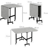  Blagovaonski stol za 4-6 osoba sklopivi stol s kotačima čelični okvir 52 5-120 x 80 x 73 cm siva | shoptok.hr