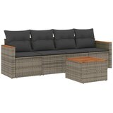  The Living Store Vrtna sedežna garnitura 5-delna z blazinami siv poli ratan - Vrtna Sedežna Garniture, (21465636) | Shoptok.si