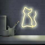  LED neonska zidna dekoracija CAT LED/3W/3xAA USB žuta | Eponuda.com