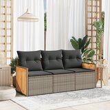 Maison Chic Seti vrtnega pohištva - Vrtna garnitura - Vrtni pohištvo set 3-delna z blazinami siv poli ratan, (21809958) | Shoptok.si