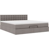 vidaXL Otomanski krevet s madracem i LED smeđesivi 160x200cm tkanine | shoptok.hr