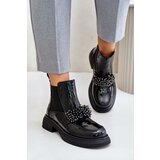 Kesi Leather patent leather ankle boots with decorative slip-on insulated black Solimav | ePonuda.com