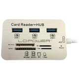 LC Power čitač kartica USB HUB 3 porta LC-HUB-C-CR USB-C - 3xUSB 3.0 bijeli | Eponuda.ba