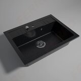 Ferro SUDOPERA GRANITNA FERRO 580X480 1 CRNA SJAJNA SA POP-UP SIFONOM fi115 | Eponuda.com