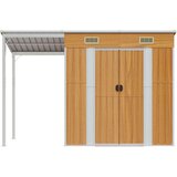 vidaXL Vrtna lopa z nadstreškom svetlo rjava 277x110,5x181 cm jeklo | Shoptok.si