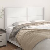  Uzglavlje s ušima bijelo 203x16x118/128 cm od umjetne kože | Eponuda.com