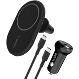 Belkin Avtomobilski polnilec MagSafe iPhone 10 W, avtomobilski polnilnik z ventilacijskim ventilom in kabel USB-C, Boost Charge - crn, (20524308) Cene