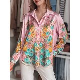 DStreet Koszula damska oversize w kwiaty BLOSSIVA różowa | shoptok.hr