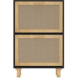 Ormarić za cipele crni 52 x 25 x 80 cm drvo i prirodni ratan | Eponuda.ba