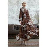InStyle Lace Chiffon Dress - Brown cene