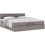 vidaXL Otomanski krevet s madracem smeđesivi 200x200 cm tkanine | shoptok.hr