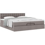 vidaXL Otomanski posteljni okvir z vzmetnico taupe 200x200 cm blago, (21670871) | Shoptok.si