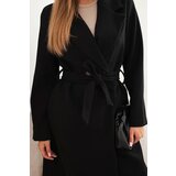 Kesi Włoski Women's suede coat tied at the waist black | Shoptok.si