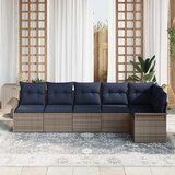  Vrtna sedežna garnitura z blazino 6 pcs Siva Poly ratan, (5000021800) | Shoptok.si