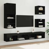 TV zidne jedinice s LED-om 5 pcs Crni hrast Konstruirano drvo | shoptok.hr