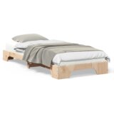 vidaXL Posteljni okvir Rjava 80 x 220 cm Trdna borovina | Shoptok.si