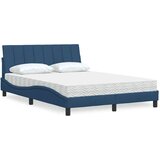 Postelja z vzmetnico modra 140x200 cm blago | Shoptok.si