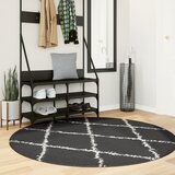 vidaXL Košata preproga moderna črna in krem Ø 160 cm | Shoptok.si