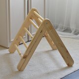 MeowBaby Svetlo modra/naravni borov les trikotnik 61x60x60 cm Montessori - | Shoptok.si