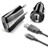 Cellular Line Set za punjenje 3u1, MicroUSB kabel, crni | shoptok.hr
