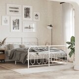 Maison Chic Kovinski Posteljni okvir - Dvoposteljna postelja - Zakonska postelja z vzglavjem in vznožjem bel 135x190 cm, (21697057) | Shoptok.si