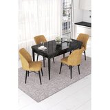 Hanah home trpezarijski set Nef, sto na razvlačenje i 4 stolice, ploča u dekoru crnog mermera, kapućino tkanina Jerry | Eponuda.com