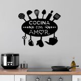 Wallity Zidna dekoracija Cocina Con Amor, 49x1,5x43 cm, 1,5 mm, Crna | Eponuda.ba