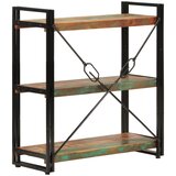  Regal za knjige s 3 razine 77x30x80cm obnovljeno drvo i željezo | shoptok.hr