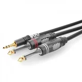 Sommer Cable Hicon HBA-3S62-0090 utičnica audio priključni kabel [1x 3,5 mm banana utikač - 2x klinken utikač 6.3 mm (mono)] 0.90 m crna