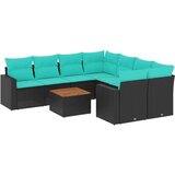  Vrtna sedežna garnitura 9-delna z blazinami črn poli ratan, (21093236) | Shoptok.si
