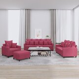  4-dijelni set sofa s jastucima crvena boja vina baršunasti | Eponuda.ba