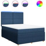 vidaXL Box spring postelja z vzmetnico modra 140x200 cm blago, (21307752) | Shoptok.si