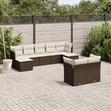 Maison Chic Seti vrtnega pohištva - Vrtna garnitura - Vrtni pohištvo set 9-delna z blazinami rjava poli ratan, (21798147) | Shoptok.si