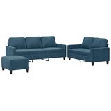  3-dijelni set sofa s jastucima plavi baršunasti | shoptok.hr