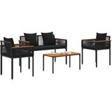 Set vanjskog namještaja s jastukom 4 pcs Crna poliratan | shoptok.hr