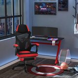 Ergonomska uredska i igraća stolica s osloncem za noge crno-crvena | shoptok.hr