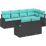 vidaXL Vrtna sedežna garnitura 7 pcs Črna in turkizna poli ratan, (5000144905) | Shoptok.si