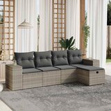 Maison Chic Seti vrtnega pohištva - Vrtna garnitura - Vrtni pohištvo set 5-delna z blazinami siv poli ratan, (21813528) | Shoptok.si