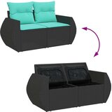  Vrtna garnitura - 7-dijelni set vrtnih sofa od poliratana s jastucima crni - Crna 1 | shoptok.hr